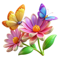 serene contemporary A group of butterflies fluttering around a flower, vibrant colors, natural lighting high resolution png