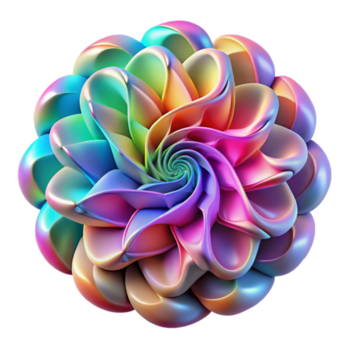 serene minimalist A complex, multi-layered fractal, illuminated by a shifting, rainbow gradient, in a mathematical art style authentic png