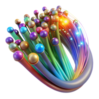 vibrant modern A complex network of fiber optic cables transmitting data, illuminated by vibrant streaks of multicolored light, in a futuristic, abstract style genuine png