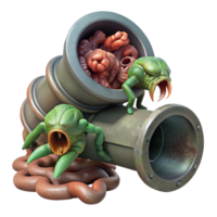 extraordinary vintage A grotesque amalgamation of human and insect parts crawling out of a rusty drainpipe. Grimy, industrial lighting. Body horror, biopunk style genuine png