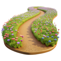 beautiful minimalist A winding dirt path through a field of wildflowers, warm afternoon sunlight, impressionistic style authentic png