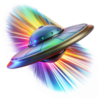serene abstract A futuristic spaceship warping through hyperspace, visualized by streaks of vibrant, multicolored light, in a science fiction style detailed png