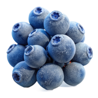 vibrant rustic A cluster of ripe blueberries covered in a layer of frost, lit by the cold morning light. Macro photography style premium png