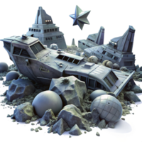 vibrant rustic A spaceship graveyard filled with derelict vessels, orbiting a dying star. Eerie, dim lighting. Space opera style high quality png