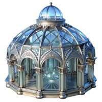 elegant classic Crystal palace, intricate glass and metal structure, shimmering light, magical atmosphere, digital art genuine png