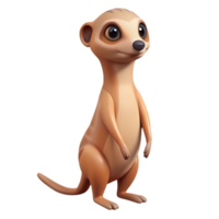 elegant contemporary A curious meerkat standing upright, scanning its surroundings, rendered in a cute, stylized design premium png