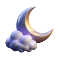 serene minimalist A crescent moon shining through wispy clouds, ethereal lighting, dreamy style high quality png