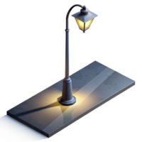 beautiful modern A streetlight casting a long shadow on a wet sidewalk, urban nightscape photography, moody lighting high quality png
