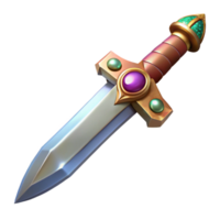 elegant classic A medieval dagger with a jeweled hilt, intricate metalwork, realistic detail, soft lighting professional png