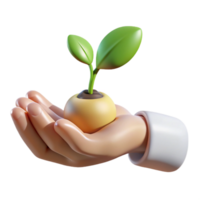 beautiful artistic A close-up of a human hand holding a small plant, symbolizing growth and nurturing, soft lighting, minimalist style professional png