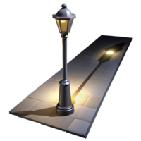 vibrant traditional A streetlight casting long shadows on a deserted street, noir lighting, mysterious atmosphere, cinematic style professional png