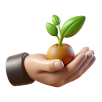 impressive abstract A close-up of a human hand holding a small plant, symbolic of growth and nurture high quality png