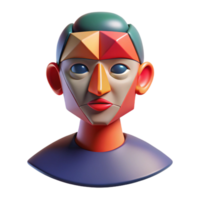 wonderful contemporary An abstract representation of a human face, using geometric shapes and bold colors, in a cubist style premium png