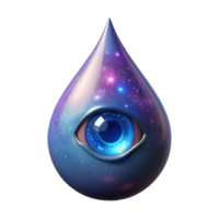 stunning contemporary A single, luminous teardrop containing a miniature galaxy falling from a celestial eye, in a surreal, cosmic art style high resolution png