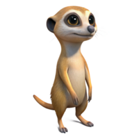 extraordinary classic A curious meerkat standing alert, with its head tilted, morning light, digital art style high resolution png