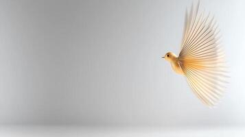 A delicate bird in flight against a minimalist background, showcasing graceful movement and freedom photo