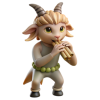 wonderful abstract A whimsical satyr with goat legs and a mischievous grin, playing a pan flute in a forest glade. Soft, dappled lighting. Pastoral style professional png
