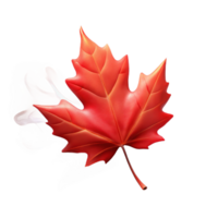serene classic A single, perfect red maple leaf falling against a backdrop of swirling autumn mist, lit by a soft, diffused sunlight. Photorealistic style detailed png