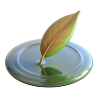 extraordinary rustic A single leaf floating on a still pond, reflective lighting, minimalist style high resolution png