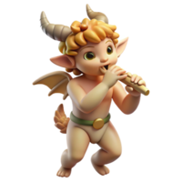 elegant classic A mischievous satyr playing a pan flute, surrounded by dancing nymphs. Soft, dappled lighting. Rococo style original png