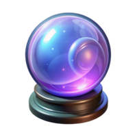 vibrant modern A mystical crystal ball revealing visions of the future, swirling with magical energy, mysterious and intriguing style genuine png