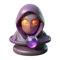 extraordinary classic A mysterious oracle with hooded robes and glowing eyes, gazing into a crystal ball. Soft, ethereal lighting. Surrealist style professional png