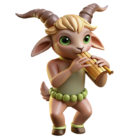 stunning abstract A whimsical satyr with goat legs and a mischievous grin, playing a pan flute in a forest glade. Soft, dappled lighting. Pastoral style original png