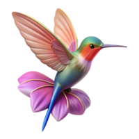 stunning abstract A tiny hummingbird hovering near a flower, its iridescent wings a blur of motion. Macro photography with a shallow depth of field detailed png