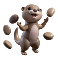 dramatic abstract A playful otter juggling smooth, grey river stones, soft diffused lighting, whimsical and cartoonish style original png