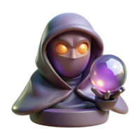 beautiful abstract A mysterious oracle with hooded robes and glowing eyes, gazing into a crystal ball. Soft, ethereal lighting. Surrealist style authentic png