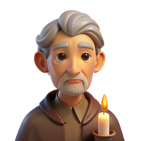 extraordinary traditional Portrait of an elderly man with deep wrinkles and a thoughtful expression, illuminated by a single candle, in the style of a Caravaggio chiaroscuro painting authentic png