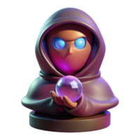 extraordinary artistic A mysterious oracle with hooded robes and glowing eyes, gazing into a crystal ball. Soft, ethereal lighting. Surrealist style original png