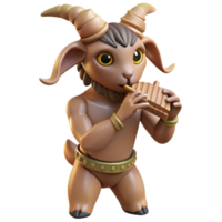 stunning abstract A mysterious satyr with goat legs and a mischievous grin, playing a pan flute in a forest glade. Soft, dappled sunlight. Classical mythology style high resolution png