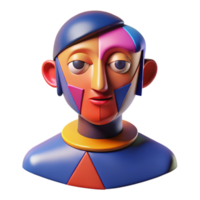 wonderful artistic An abstract representation of a human face, using geometric shapes and bold colors, in a cubist style high resolution png