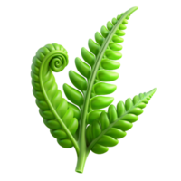 vibrant creative A lush green fern unfurling, soft diffused light, botanical illustration style high quality png