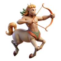 beautiful artistic A fierce centaur with a bow and arrow, galloping through a forest, dappled in sunlight. Romantic style professional png