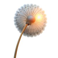 elegant rustic A lone dandelion seedhead with a few seeds remaining, catching the last rays of sunset, melancholic mood, photographic style authentic png