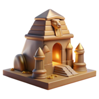 elegant traditional A mysterious sphinx guarding an ancient temple, its gaze fixed on the horizon. Egyptian-inspired style, warm lighting 4K png