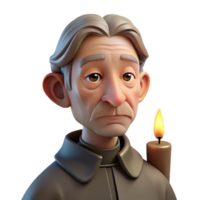 vibrant abstract Portrait of an elderly man with deep wrinkles and a thoughtful expression, illuminated by a single candle, in the style of a Caravaggio chiaroscuro painting exclusive png