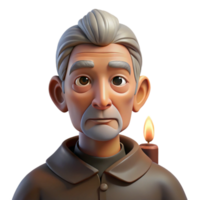 elegant abstract Portrait of an elderly man with deep wrinkles and a thoughtful expression, illuminated by a single candle, in the style of a Caravaggio chiaroscuro painting detailed png