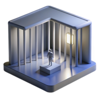serene traditional A futuristic prison cell with a lone figure silhouetted against a bright, sterile light, minimalist composition, graphic design style, sharp shadows original png