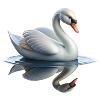 beautiful contemporary A graceful swan gliding across a still lake, its reflection shimmering in the water, portrayed in a serene, minimalist style 4K png