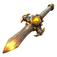serene artistic Steampunk sword, intricate engravings, glowing energy core in the hilt, held aloft, dramatic lighting, highly detailed, cinematic detailed png
