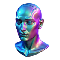 stunning creative A holographic projection of a human face glitching and distorting, illuminated by the cool blue light of the projector. Glitch art style high quality png