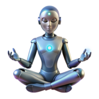 vibrant minimalist A humanoid robot meditating in a lotus position, glowing energy emanating from its body, ethereal and spiritual style original png