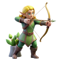 beautiful abstract A beautiful elf archer with a bow and arrow, aiming at an unseen target. Soft, forest lighting, fantasy illustration style genuine png