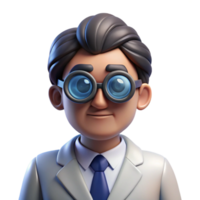 stunning rustic Portrait of a scientist with intelligent eyes, peering through spectacles, lit by the cool light of a laboratory, in a vintage scientific illustration style authentic png