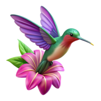 magnificent modern A hummingbird hovering over a vibrant fuchsia flower, dynamic lighting, detailed style detailed png
