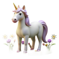 stunning classic A serene unicorn with a pearlescent horn, grazing in a field of wildflowers. Soft, golden sunlight. Dreamlike style original png