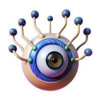 serene vintage A single human eye with circuits and data streams flowing out of it, forming a complex network, dramatic chiaroscuro lighting genuine png
